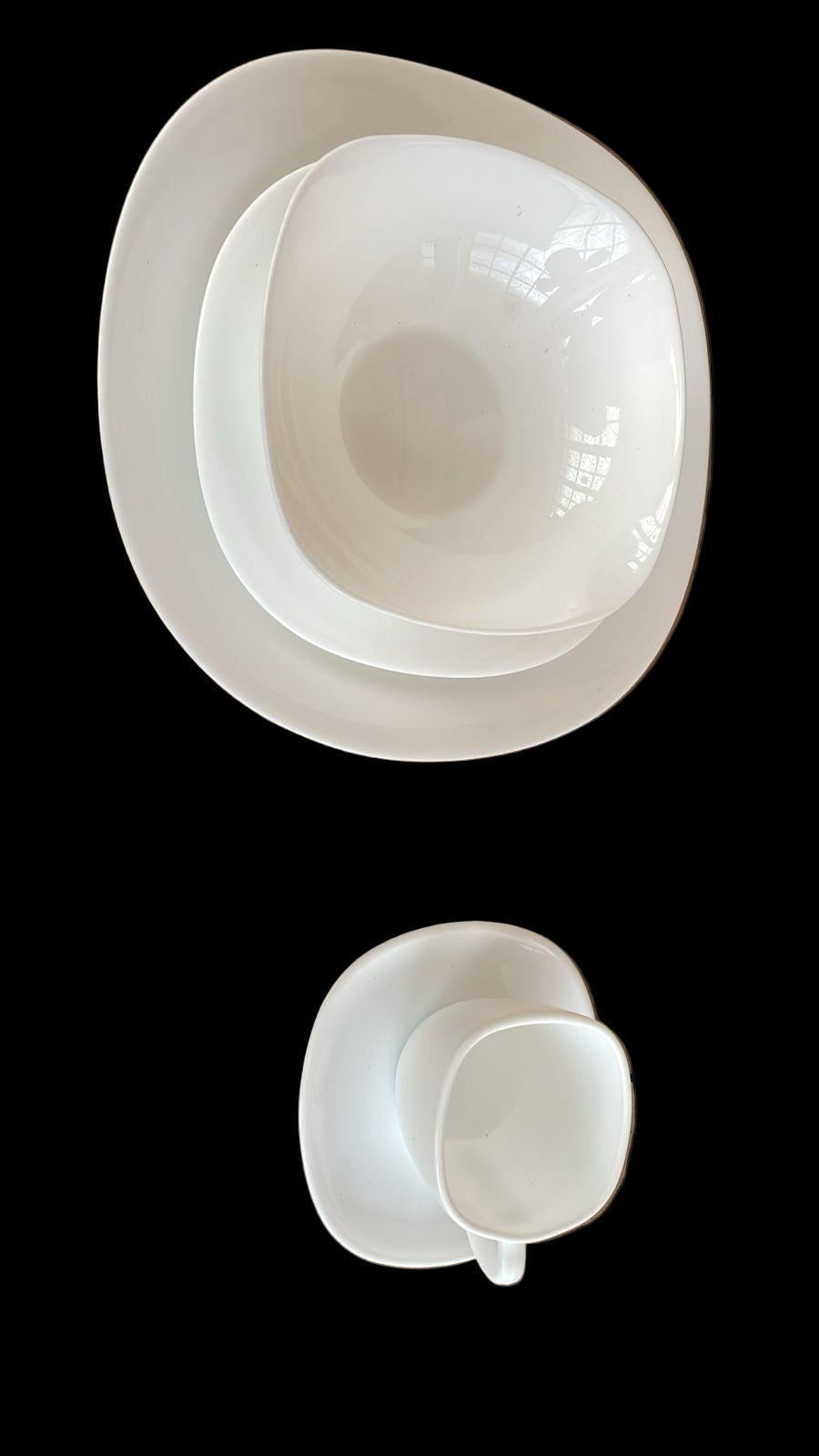 Vajilla en vitroceramica semicuadrada blanca de 6 puestos 30 piezas