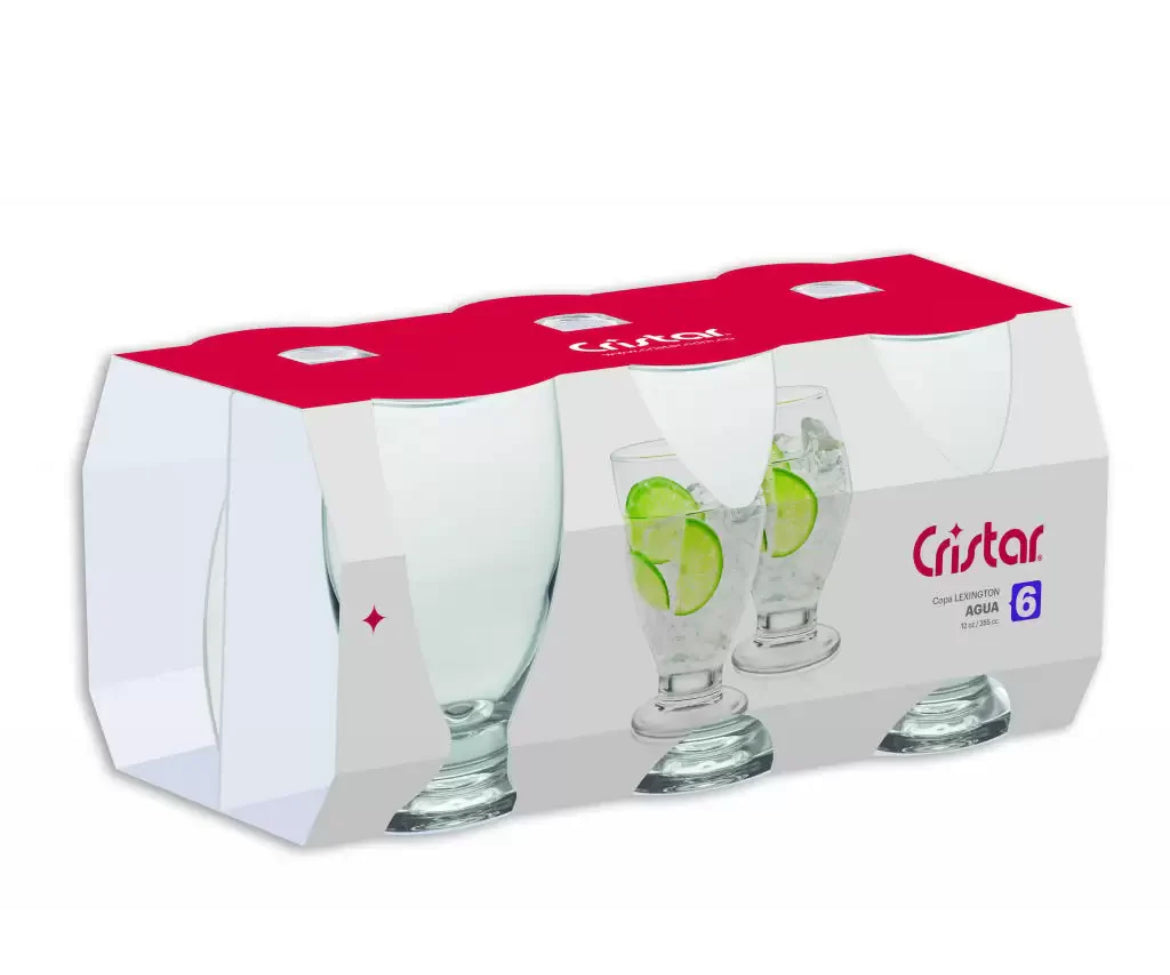 Set x 6 copas Lexigton agua / Cristar